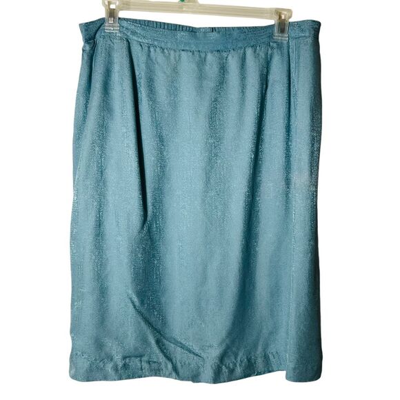 Adrianna Papell‎ Woman Silk Lined Skirt Elastic Waist Plus Size 20W Modest Blue - Picture 1 of 8